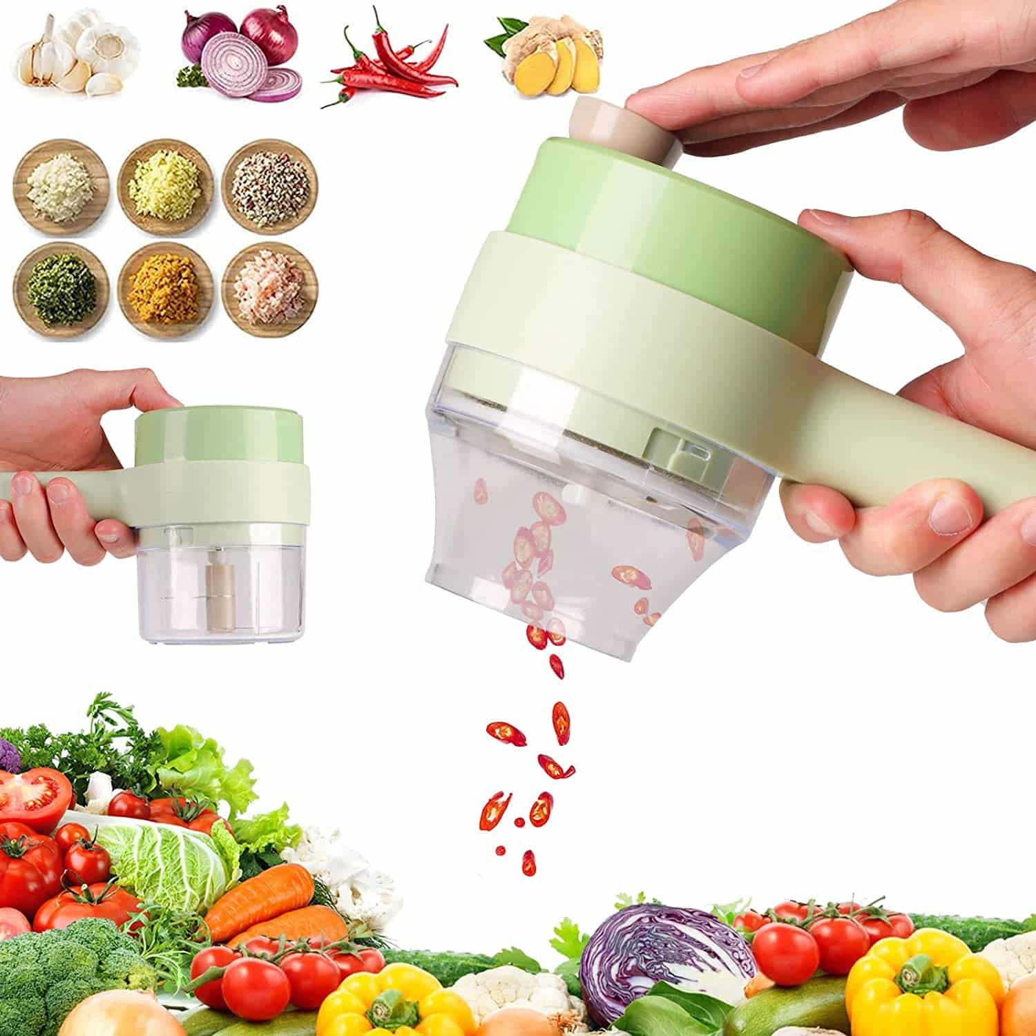 4 in 1 Electric Handheld Cooking Hammer Vegetable Cutter Set Electric Food Chopper Multifunction Vegetable Fruit Slicer Pak Stellar Store